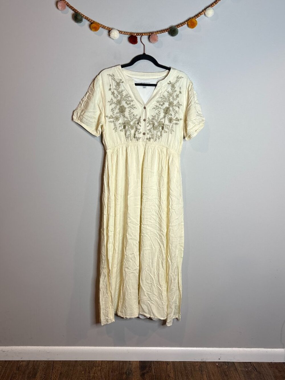Polagram embroidered cottagcecore boho maxi dress